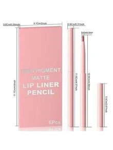 6-Piece Retractable Lip Liner Set Waterproof & Long-Lasting Creamy Matte Velvet Effect For Sculpting & Sculpting Lips (#01) - 多色02 - 查看 9