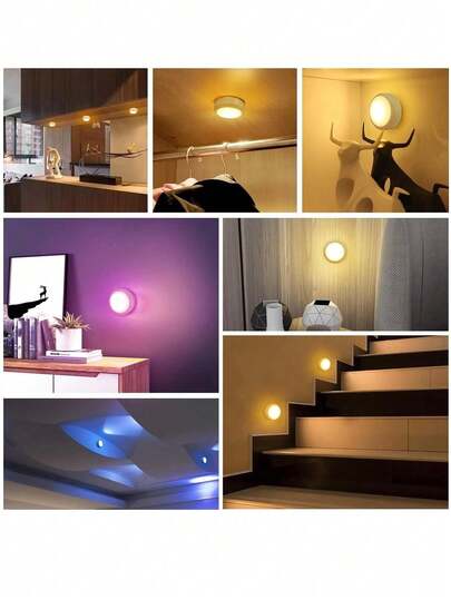 3/ Wand Lights Wireless, Lamps Living Room, RGB Wireless Led Lamp, Cabinet Lighting, LED Spotlight, Battery Operated Remote Control, Lamps, Lights, Night Light,Lighting, Book Light, Spotlight Corridors, Bathrooms, Bedrooms, KitchenCabinets, Stairs, Home view 5