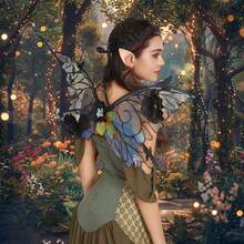 Butterfly Wing For Women, 3D Flower Fairy Sheer Wings Halloween Cosplay Supplies - màu đen - Xem 5