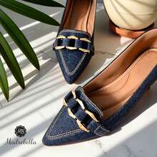 Women's Pointed Toe Talita Jeans Elegant Business Office Buckle Flats - Jeans - 查看 2