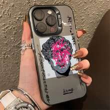 Funda de plata electrochapada con graffiti gran arte estético David Mona Lisa para 17 15 14 13 12 11 16 Pro Max Plus funda creativa artística carcasa protectora moderna mate - 3 - Ver 9