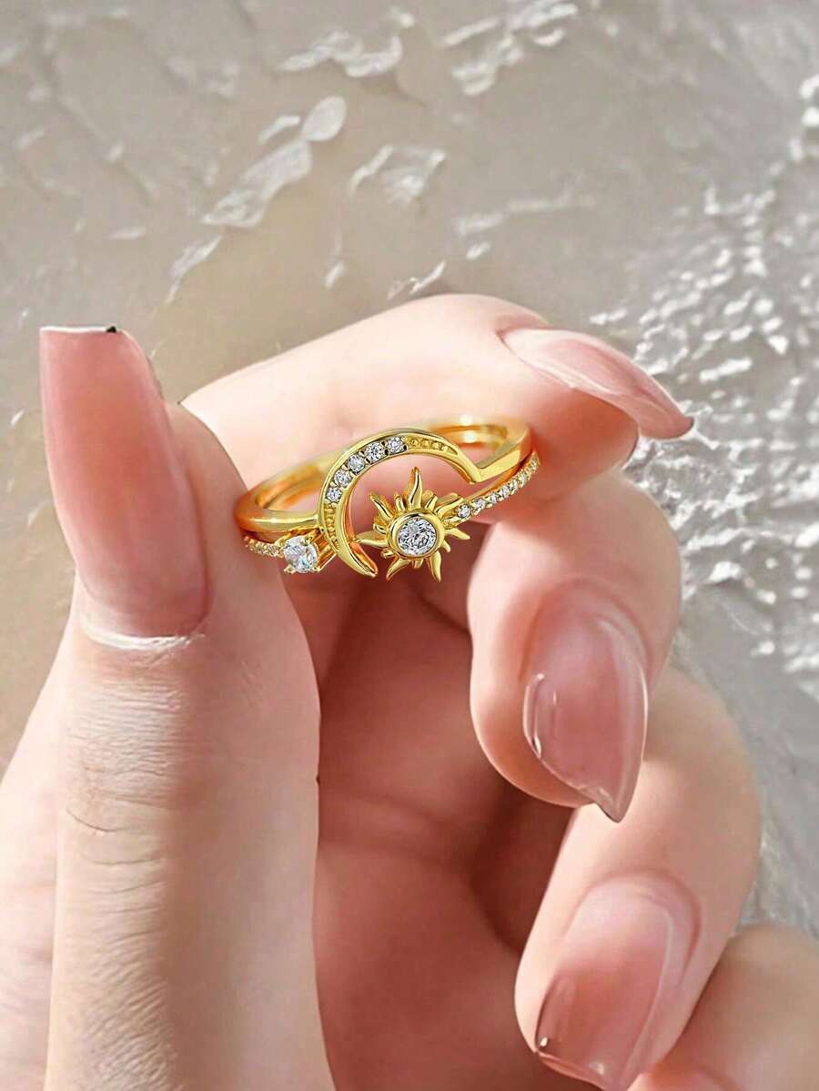 1枚梨形立方氧化锆华丽戒指女士珠宝S925纯银镀白金精美首饰日常佩戴礼品