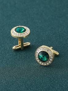 新款欧美风格水钻圆形袖扣，适合婚礼、音乐节、派对、订婚、日常穿着、礼物、生日 - 鑲鑽袖扣 - 查看 13