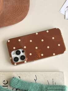 1 carcasă de telefon cu bază maro, model cu buline albe, elegantă și la modă, din TPU, personalizată, rezistentă la șocuri, potrivită pentru iPhone 17/ 17 Pro Max/ 16 Pro Max/ 15 Pro/ 14/ 13/12/11, cadou ideal pentru familie, prieteni și cei dragi