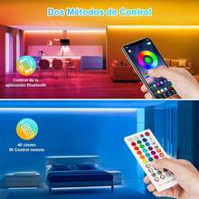 Luces LED Blutooth 30M, Tira LED RGB 5050 Inteligentes, Luz LED Sincronizar con Music, Control Remoto IR de 44 Teclas + Control de App, para Cuarto, Bar, Fiesta, DecoracióN de Interior - 40/131 pies - Ver 10