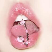 Colorful Hypoallergenic Stainless Steel Tongue Studs Gothic Piercing Chain Punk Tongue Studs Unique Statement Tongue Rings Surgical Steel Body Piercing Jewelry For Women