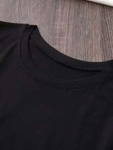 Playera camiseta gráfica dama mujer manga corta cuello redondo básica  cómoda fresca ligera estampado los angeles LA letras ciudad americana EUA - Negro - Ver 5