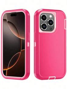 Military Industry Anti-Fall 3in1 Heavy Duty Protective Phone Case Compatible With IPhone, [Shockproof] [Anti-Fall] [Anti-Slip], Multi-Layer Protection - Baby Pink - View 2
