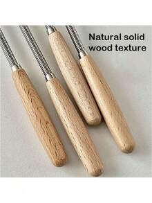 1/3pcs Kitchen Wooden Handle Manual Egg Beater, Mini Cake Mixer, Stainless Steel Cream Whisk - Mini Stirring Spoon - View 5