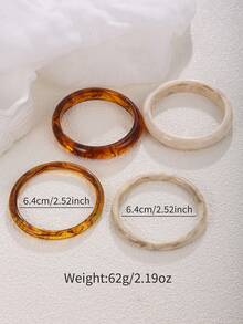 4pcs Elegant Retro Bangle Set - Fashionable Minimalist Design, Suitable For Daily Wear, Women's Fashion Jewelry, Acrylic Material, No Plating Or Inlay, Daily Use And Seasonal Parties. Exquisite Holiday Gift