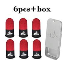 4/6 Nuevas mangas para dedos de juego con logo rojo y negro con caja de almacenamiento - Mangas protectoras para pulgares de fibra de carbono para juegos, guantes táctiles, diseño transpirable, mangas conductivas a prueba de sudor para dedos de juego, comodidad de 24 horas, mejoran el control y la precisión del jugador, adecuadas para mangas de dedos de juego móvil