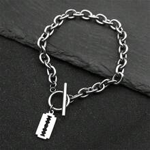 Hip Hop Razor Blade Shape Bracelet For Women Men Stainless Steel Silver Color Pendant Ot Buckle Bracelet Fashion Jewelry - Pendant Bracelet - View 1