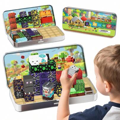 ديكورات هالوين ألعاب مغناطيسية كتل بناء، صندوق حديد مناسب للألعاب العلمية والتقنية للأطفال، 35-150 قطعة ألعاب بناء مغناطيسية مبنية على الألعاب لبناء عالم كهف مغناطيسي عجيب، ألعاب بناء مغناطيسية هدية حسية STEM لأعياد ميلاد الأولاد والبنات