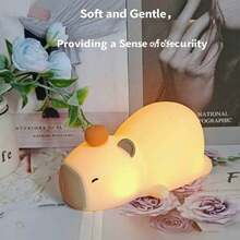 1 件硅胶水龙头小夜灯，卡通水龙头灯，水豚，鸭子，梨鸭形水龙头小夜灯，可调光，可充电，便携 - 彩色 - 查看 3
