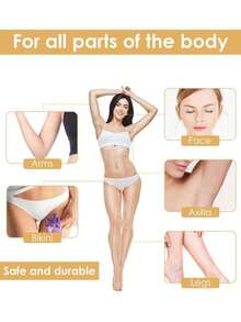 50/100片一次性脱毛蜡纸 - 面部、眉毛、腿部、身体和比基尼部位无痛脱毛！（学校适用） - 白色 - 查看 3