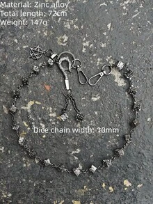 Retro Dice Skull Pants Chain Man Ma'am One's Waist Black Gun Plated Metal Luxurious Ghost Head Three Pieces Accessories Y2k Key Chain