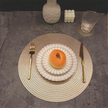 Juego de 4 piezas/8 piezas/12 piezas/16 piezas de manteles individuales y posavasos con diseño de espiga de trigo con lámina de oro, de PVC antideslizante y aislante térmico, adecuado para hoteles y restaurantes de comida occidental