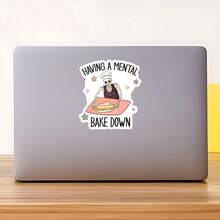 1PC Having A Mental Bake Down Funny Sticker, Dark Humor Sarcastic Vinyl Decal, Cute Skeleton Baking Lover Gift, Laptop Water Bottle Kitchenaid Mixer Sticker, A Perfect Accessory For Every Baker Who Wants To Show Off Their Dark Humor And Love For Baking