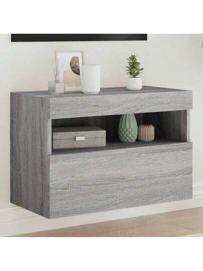 VidaXL TV Wand Unit LED Lighting 60x30x40 Cm Grijs Sonoma
