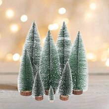 5pcs/Set Mini Christmas Tree Desktop Decor, DIY Pine Needle Christmas Tree With Snow, Christmas Desktop Tree, Christmas Home Decoration Christmas Decorations Room Decor Winter