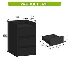 Bedside Table With 3 Drawers & Power Station, Nightstand End Table, Water-Resistant Storage Side Table, 35x40x59cm -By GeoTower- - Black - View 4