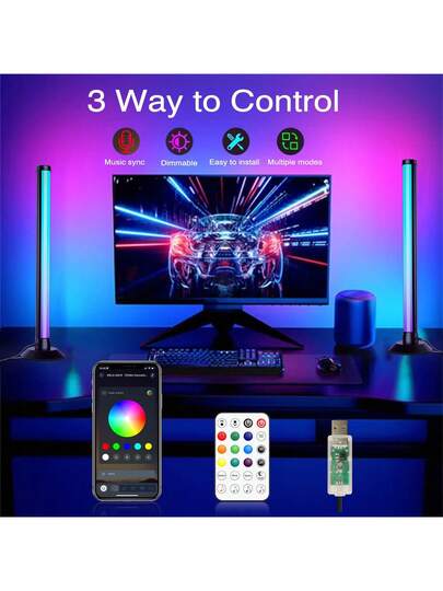 NBBUFF RGB+IC Verlichting Bar, Slimme LED Night Home 200+ Scene Modes 16 Million s, Three Control Modes, Dynamic Music Sync Mode, Lamps Bedroom PC TV Backlight, view 4