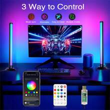 NBBUFF Set de 2 tiras de luces LED RGB+IC, luz nocturna inteligente, decoración del hogar, talla grande de 200 modos de escena y 16 millones de colores, 3 modos de control, modo de sincronización de música dinámica, adecuado para dormitorio, computadora, iluminación trasera de TV, bar, decoración de Navidad y Año Nuevo - Corto - Ver 5