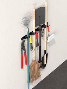 1 pieza Organizador de herramientas montado en la pared, 4 clips, 5 ganchos, estante práctico para herramientas para garaje, taller, hogar, solución de almacenamiento eficiente de herramientas, mantiene las herramientas organizadas y accesibles, diseño ahorra espacio, ideal para regalo de vacaciones, Día del Padre, Navidad, inauguración de la casa, palabras clave de alta conversión para organización y obsequios, imprescindible para entusiastas del bricolaje y mejoras del hogar.