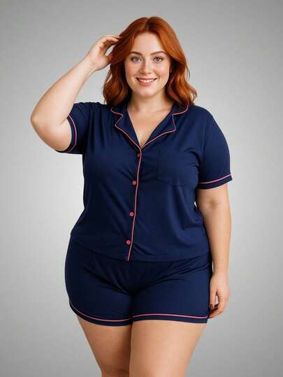 Pijama Americano Plus Size Blusa e Short 50 52 54 56