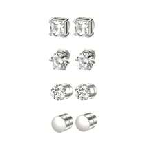 Stainless Steel Magnetic Cubic Zirconia Stud Earrings For Men And Women, Hypoallergenic Non-Perforated, 5-8mm Double Sided Magnet Flat CZ Magnetic Clip Earrings Are Suitable For Daily Travel, Weddings, Dates, Parties And Other Festivals