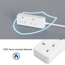 TISDLIP 簡約風英國插頭四位延長插座，附電源指示燈與安全防護蓋設計，250V - 13A，3250W，PP材質，附2顆螺絲與2條透明膠帶，白色延長電源插座 - 英規插(220-240V) - 查看 4