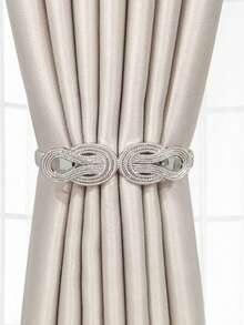 1 件金属荷叶形窗帘系带，家居装饰 - 銀色聯結 - 查看 2