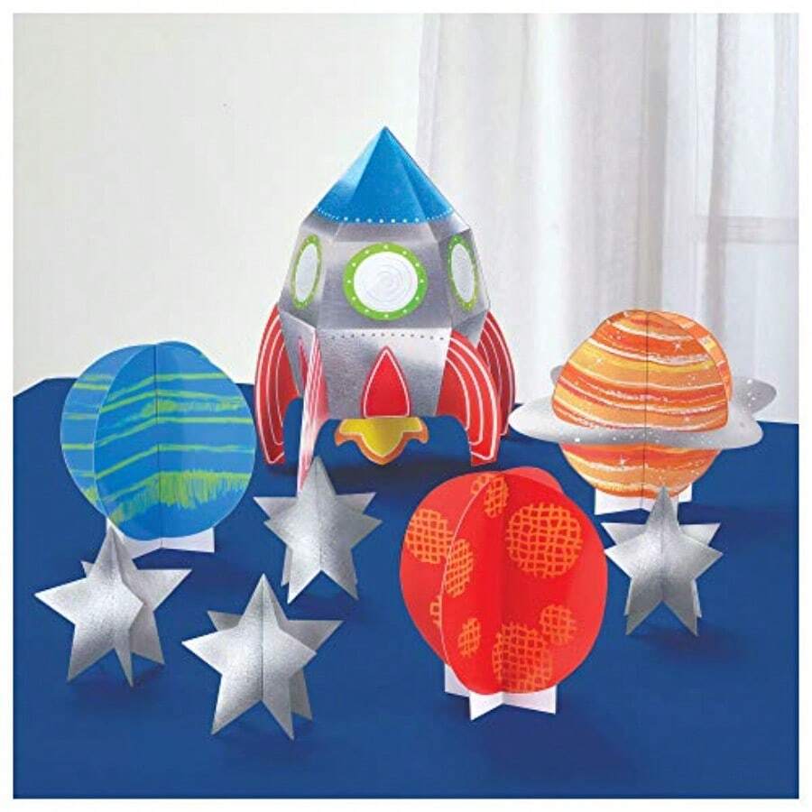 MBlast Off Birthday Table Centerpiece Decorating Kit 8Pc Set RocketThemed Party Decor Ideal For ' Space Adventure Celebrations10 - BlastOff - Xem 1