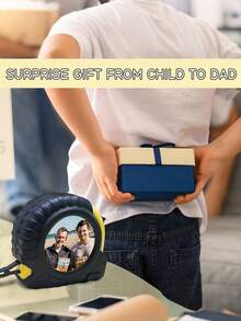 Cinta métrica personalizada, cinta métrica con foto personalizable - Regalo para papá - Material de plástico y goma, regalo cálido para el Día del Padre, cumpleaños, Navidad - Herramienta de carpintería artesanal, multifuncional, duradera, elegante - Multicolor - Ver 5