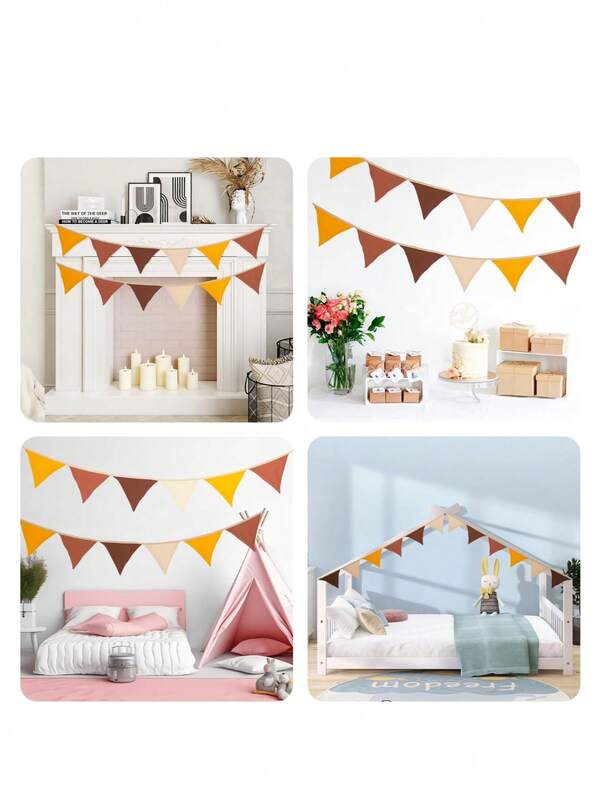 15.5-Foot Flag, 2 Triangular Flower Garlands, Used For Interior Decoration, Birthdays, Weddings, Garden Party Events, Each 7.75-Foot (Multi-Color)