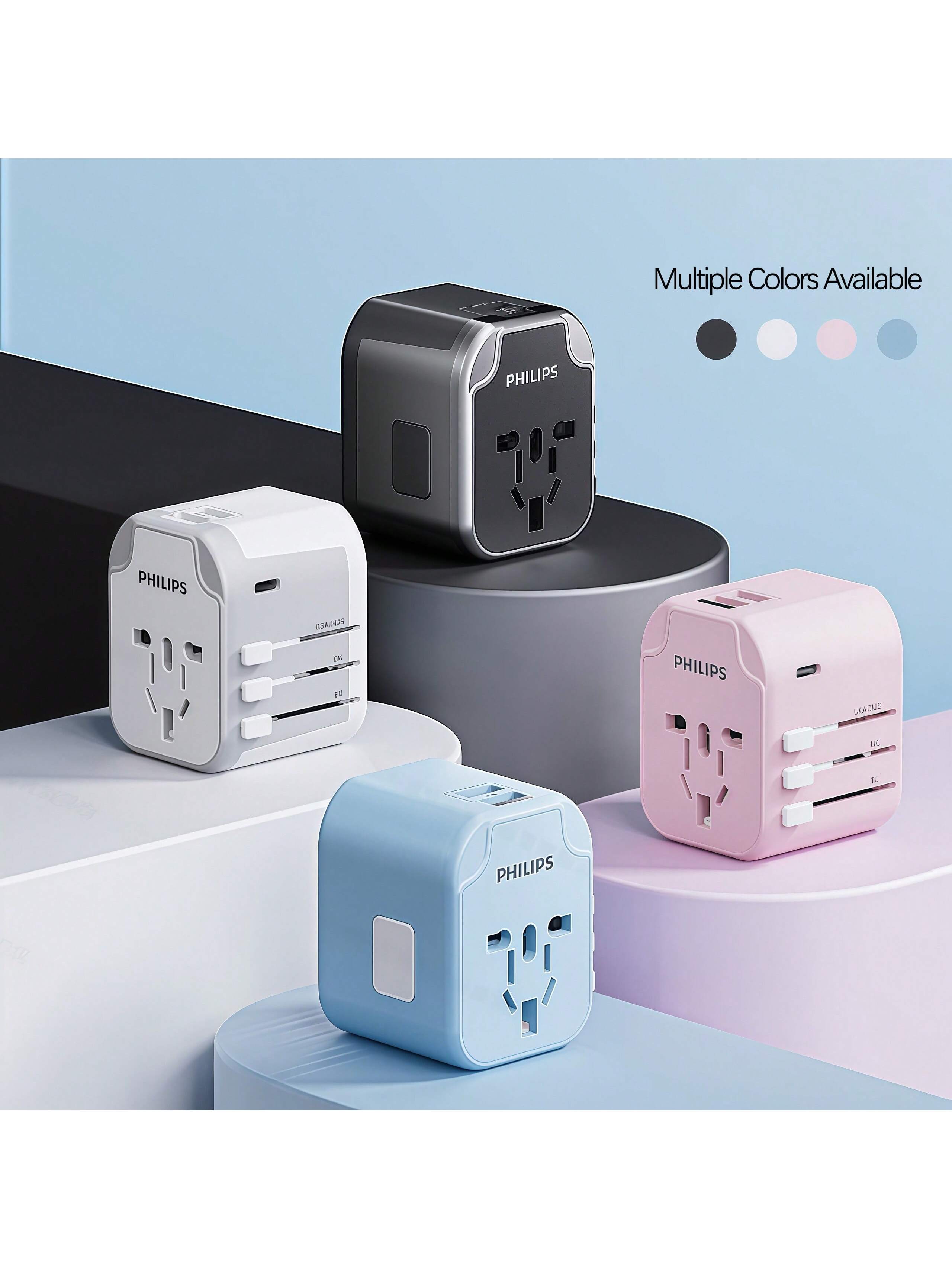 PHILIPS محول السفر العالمي محول القابس الدولي شاحن...