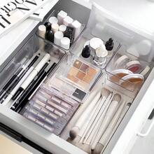 6/7 piezas Cajas organizadoras de cajón de acrílico, cajas de almacenamiento de maquillaje divididas, adecuadas para el desorden del escritorio, suministros de oficina, organización de cosméticos en cajones - Multicolor - Ver 6