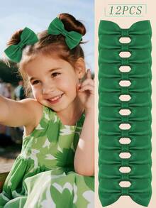 12个绿色蝴蝶发夹，适合青少年、青年和成人日常使用 - 綠色 - 查看 6