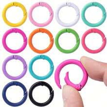 50Pcs Metal Spring O Rings Round Carabiner Keyring, 25mm Spring Keyrings Buckle Snap Clip Trigger For Keychain Bags Purse Craft DIY Accessories Jewelry Making, Key Ring Findings - 混合顏色 - 查看 1