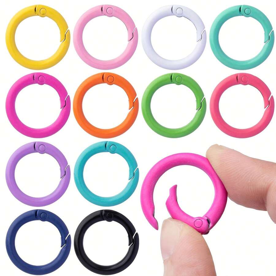 50Pcs Metal Spring O Rings Round Carabiner Keyring, 25mm Spring Keyrings Buckle Snap Clip Trigger For Keychain Bags Purse Craft DIY Accessories Jewelry Making, Key Ring Findings - 混合顏色 - 查看 1