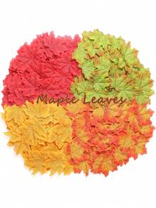40/100/200Pcs Artificial Maple Leaves 4 Colors Fall Leaves Halloween Thanksgiving Day Autumn Leaf Decorations Wedding Parties Props Party Table Crafts Decor Home Decor Room Decor Halloween Decor - Multicolor - View 1