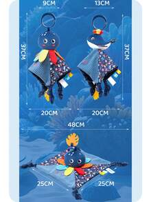 New Cute Ocean Animal Car Hanging Decor, Crib Rattle With Teether Paper Crinkle, Baby Plush Rattle Doll - Multicolor - View 9