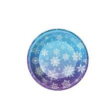 10pcs/20pcs/50pcs/Set,Frozen 9-Inch 7-Inch Plate Set - Snowflake Round Cutlery, Disposable Winter Paper Dessert Plates And Napkin Forks For Christmas Winter Wonderland Party Supplies Table Decorations - Multicolor - View 10