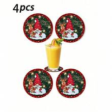 2/4/6pcs Christmas Dwarf Elk Element Coasters Set, Home Decoration, Teacup Coasters, Water Cup Coasters, Wine Cup Coasters, Coffee Coasters, Round Absorbent Silicone Coasters Set, Coffee Bar & Kitchen Accessories, Suitable For Home Decoration, Party And Tableware Gifts, Four Seasons Home Decoration, And Merry Christmas In Winter Home Decoration! - Multicolor - View 16
