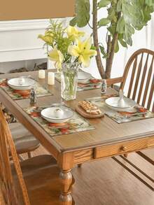1/4/6 pièces Nappes rectangulaires en lin avec feuilles d'érable et citrouilles d'automne pour la Thanksgiving, lavables en machine, décoration de table tressée jaune et grise, pour salle à manger, maison, cuisine, banquet, café