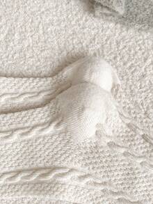 1/3 双女士羊毛混纺纯色麻花针织中筒袜，温暖时尚，适合秋冬日常穿着 - 彩色 - 查看 11