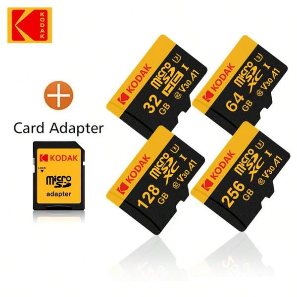 Kodak Kodak Memory Card 100MB/S C10 U3 V30 Class10 Micro SD Card With Adapter 32GB/64GB/128GB/256GB C10 Flash Card For Surveillance Car Smartphone Monitor