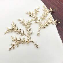 1/5 件铜镀金树枝吊坠底座，DIY 包裹和嵌入天然石、水晶、珍珠吊坠