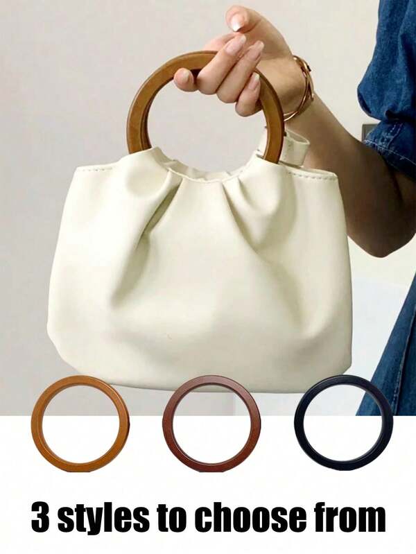 1pc Bag Wooden Handle, Wooden Round Shaped Handles, Round Handle Handmade, Wooden Handle Bag Handle, Bag Handle Accessories, Vintage Wooden Handle Purse, Picnic Basket With Wooden Handle, Women'S Fashion Wood Handle Handbag, Replacement For Handmade Bag Handbags Purse Handles, Great For Diy Handmade Accessory