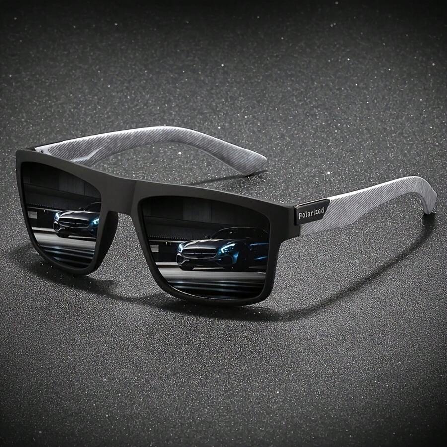 Men's Polarized Driving Glasses - Classic Square Street Style, PC Frame And TAC Lenses, Suitable For Activities - Green - View 1